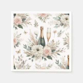 Blush Floral Champagne Napkins Servet