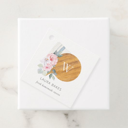 Blush Floral Chopping Board Napkin Catering Bedankjes Labels (In situ)