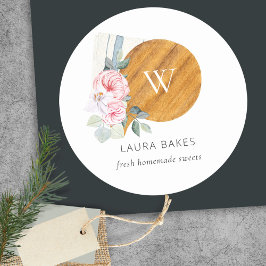 Blush Floral Chopping Board Napkin Catering Ronde Sticker