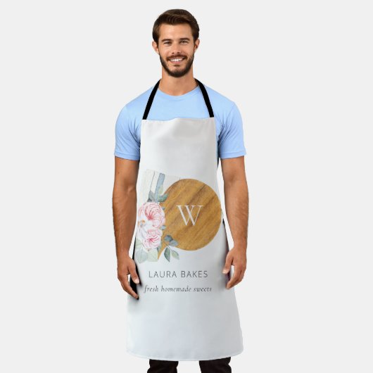 Blush Floral Chopping Board Napkin Catering Schort (Gedragen)