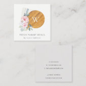 Blush Floral Chopping Board Napkin Catering Vierkante Visitekaartje (Voorkant / Achterkant)
