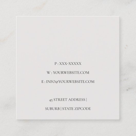 Blush Floral Chopping Board Napkin Catering Vierkante Visitekaartje (Achterkant)