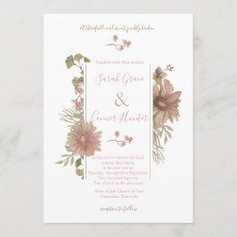 Blush Floral Christelijke bruiloft uitnodiging