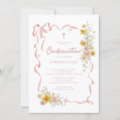 Blush Floral Confirmation Invitation Kaart (Voorkant)