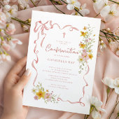 Blush Floral Confirmation Invitation Kaart