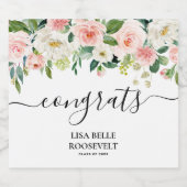 Blush Floral Congrats Girl Afstuderen Bier Etiket (Enkel label)