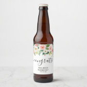Blush Floral Congrats Girl Afstuderen Bier Etiket (Voorkant)