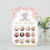 Blush Floral Cute Elephant Baby of Beer Belly Game (Staand voorkant)