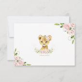 Blush Floral Cute Lion Cub New Baby Foto Birth Aankondiging (Achterkant)