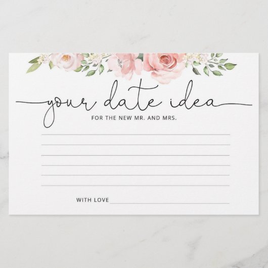 Blush floral Date-nachtideeën. Datum jar Briefpapier (Voorkant)