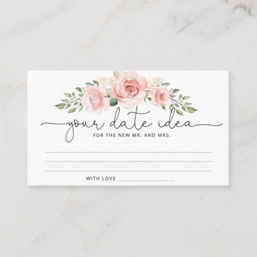 Blush floral Date-nachtideeën. Datum plaatsing op  Informatiekaartje (Voorkant)