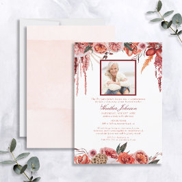 Blush Floral Desert Waterverf Memorial Service Kaart