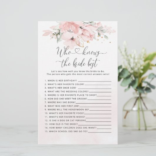 Blush floral die het beste spel kent (Staand voorkant)