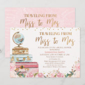 Blush Floral die Miss naar Mrs Vrijgezellenfeest b Kaart (Voorkant / Achterkant)