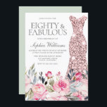 Blush Floral Dress 80 & Fabulous 80th Birthday Kaart<br><div class="desc">Blush Floral Dress 80th & Fabulous 80th Birthday Invitation Bekijk het collectie in Niche en Nest Store Veel bedankt</div>