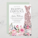 Blush Floral Dress 80 & Fabulous 80th Birthday Kaart<br><div class="desc">Blush Floral Dress 80th & Fabulous 80th Birthday Invitation Bekijk het collectie in Niche en Nest Store Veel bedankt</div>