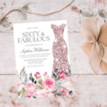 Blush Floral Dress Sixty & Fabulous 60th Birthday Kaart<br><div class="desc">Blush Floral Dress 60th & Fabulous 60th Birthday Invitation Bekijk het collectie in Niche en Nest Store Veel bedankt</div>