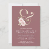 Blush Floral Dusty Roos Ampersand Wedding Kaart (Voorkant)