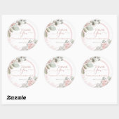 Blush floral dusty roos Dank u wel. Ronde Sticker (Vel)