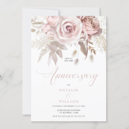 Blush Floral Dusty Rozen Wedding Jubileum Kaart