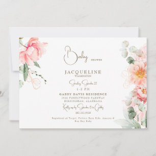 Blush Floral Elegant Baby Meisje douche Horizontaa Kaart