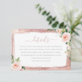 Blush Floral Elegant betoverde bruiloft details Informatiekaartje (Staand voorkant)