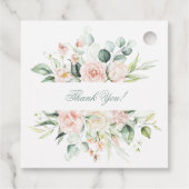 Blush Floral Elegant Script Name Weddenschap Bedankjes Labels (Achterkant)