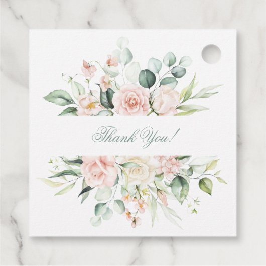 Blush Floral Elegant Script Name Weddenschap Bedankjes Labels (Achterkant)
