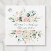 Blush Floral Elegant Script Name Weddenschap Bedankjes Labels (Voorkant)