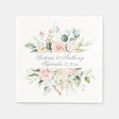 Blush Floral Elegant Script Name Weddenschap Servet (Voorkant)