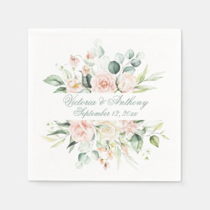 Blush Floral Elegant Script Name Weddenschap Servet