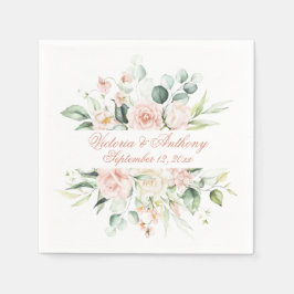 Blush Floral Elegant Script Name Weddenschap Servet