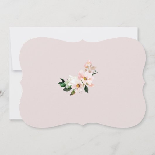 Blush floral elegante baby in bloei baby shower kaart (Achterkant)