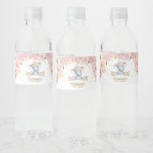 Blush Floral Elephant Baby shower Waterfles Etiket (Flessen)