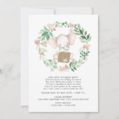 Blush Floral Elephant Baby Sprinkle per post Kaart (Voorkant)