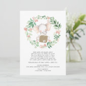Blush Floral Elephant Baby Sprinkle per post Kaart (Staand voorkant)