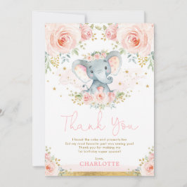 Blush Floral Elephant Birthday Hartelijk dank Kaart