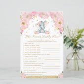 Blush Floral Elephant die papa het beste spel kent (Staand voorkant)