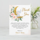 Blush Floral Elephant over het Baby shower van de Bedankkaart (Staand voorkant)