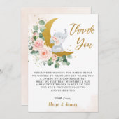 Blush Floral Elephant over het Baby shower van de Bedankkaart (Voorkant / Achterkant)