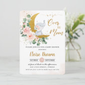Blush Floral Elephant over het Baby shower van de  Kaart (Staand voorkant)