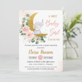 Blush Floral Elephant Sweet Baby Girl Shower   Kaart (Staand voorkant)