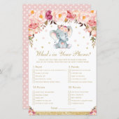 Blush Floral Elephant Wat zit er in je telefoonspe (Voorkant / Achterkant)