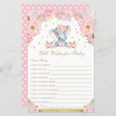 Blush Floral Elephant Well Wwish for Baby shower (Voorkant / Achterkant)