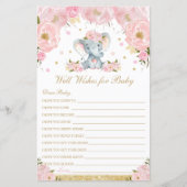 Blush Floral Elephant Well Wwish for Baby shower (Voorkant)