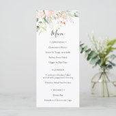 Blush Floral en Greenery Vrijgezellenfeest Menu (Staand voorkant)