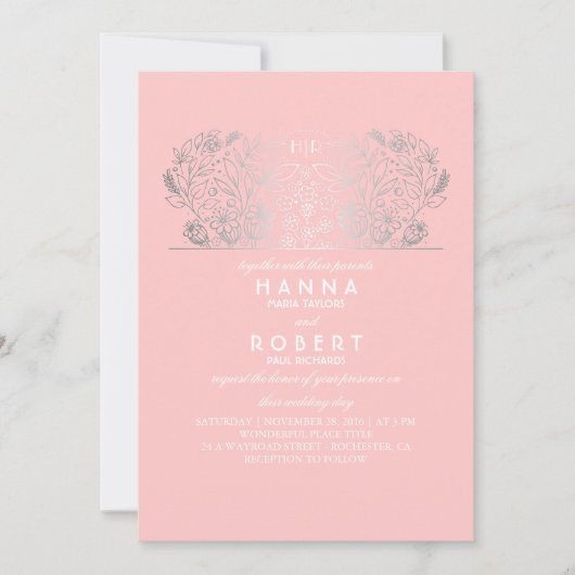 Blush Floral - Eternal Romance Silver Wedding Kaart (Voorkant)