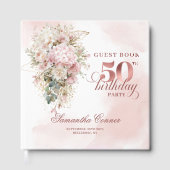 Blush Floral Eucalyptus 50th Birthday Guest Book Gastenboek (Voorkant)
