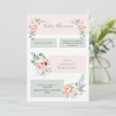 Blush floral eucalyptus Baby shower Kaart (Staand voorkant)