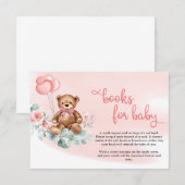 Blush Floral Eucalyptus krans Teddybeer Baby Informatiekaartje (Voorkant / Achterkant)